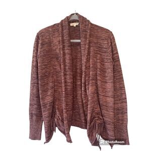 Mystree Cardigan Sweater Womens Medium Burgundy Long Sleeve Open Front
